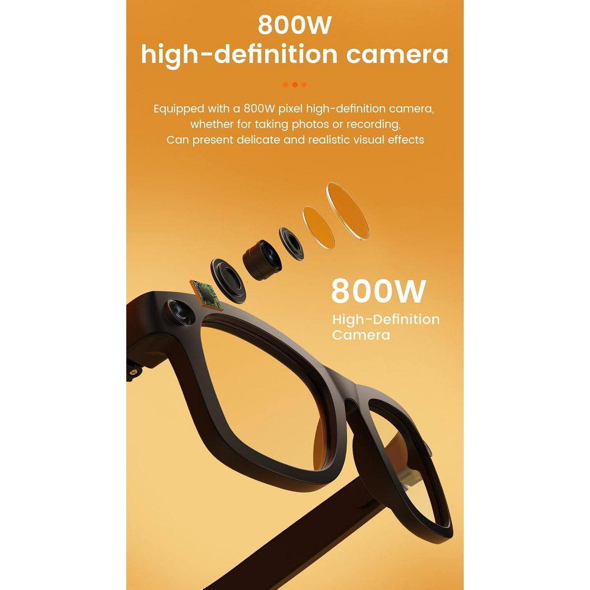 AI Smart Glasses with 8MP Camera, HD Video, ChatGPT AI Assistant and Translation
