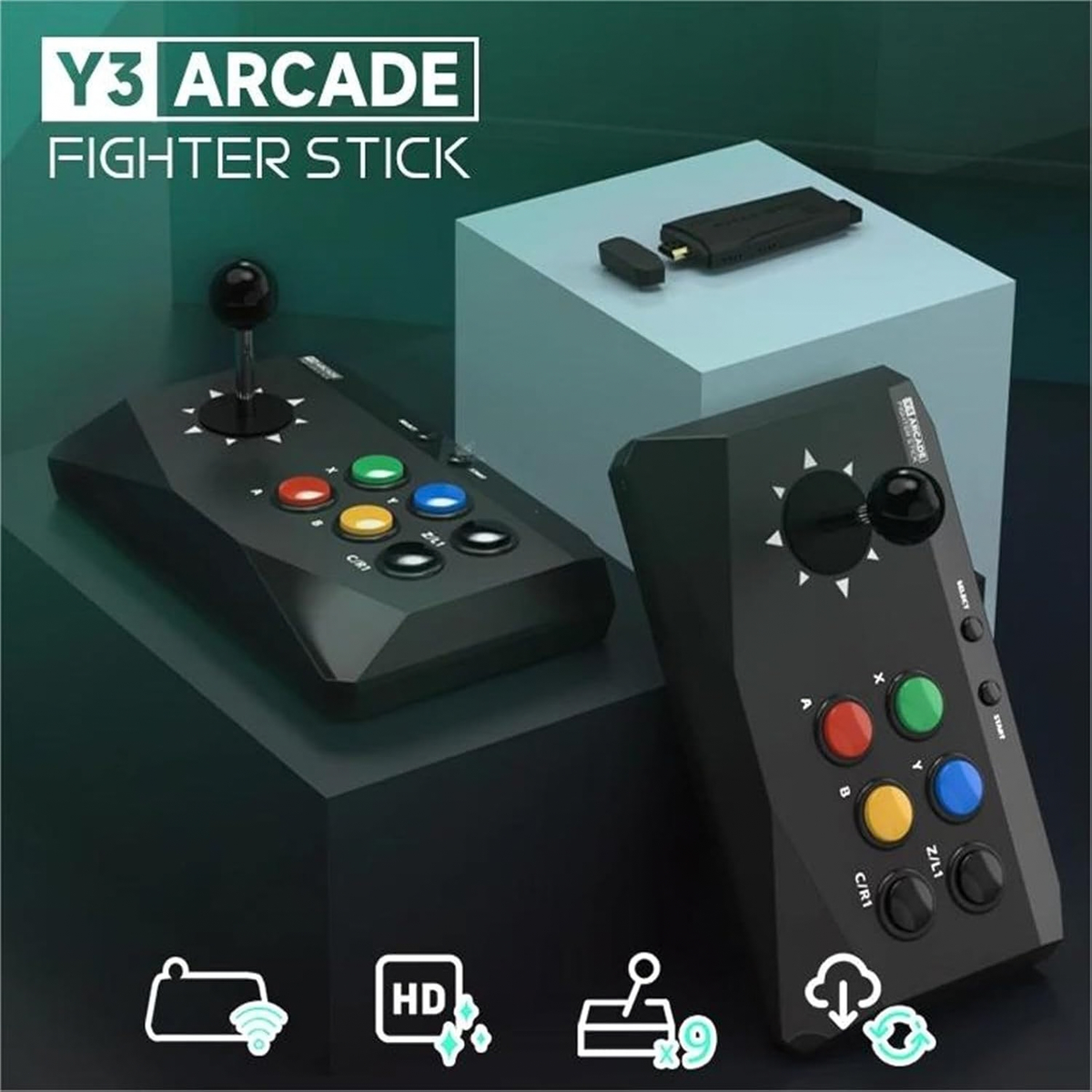 Y3 Arcade 4K Video Game Console with Game Arcade Keyboard Built-in 10000 Games Stick