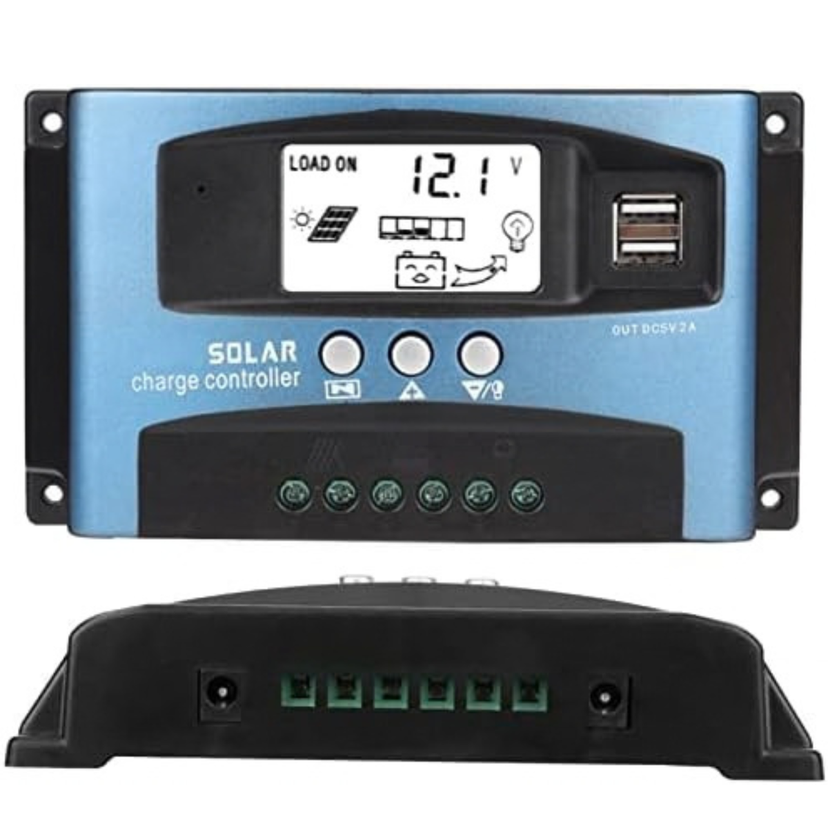 Gugxiom 100A Solar Charge Controller, 12V/24V Adaptive MPPT Tracking Charging Solar Charger Controller with LCD Display, 3 Stage Charging Dual USB Solar Panel Controller(100A)