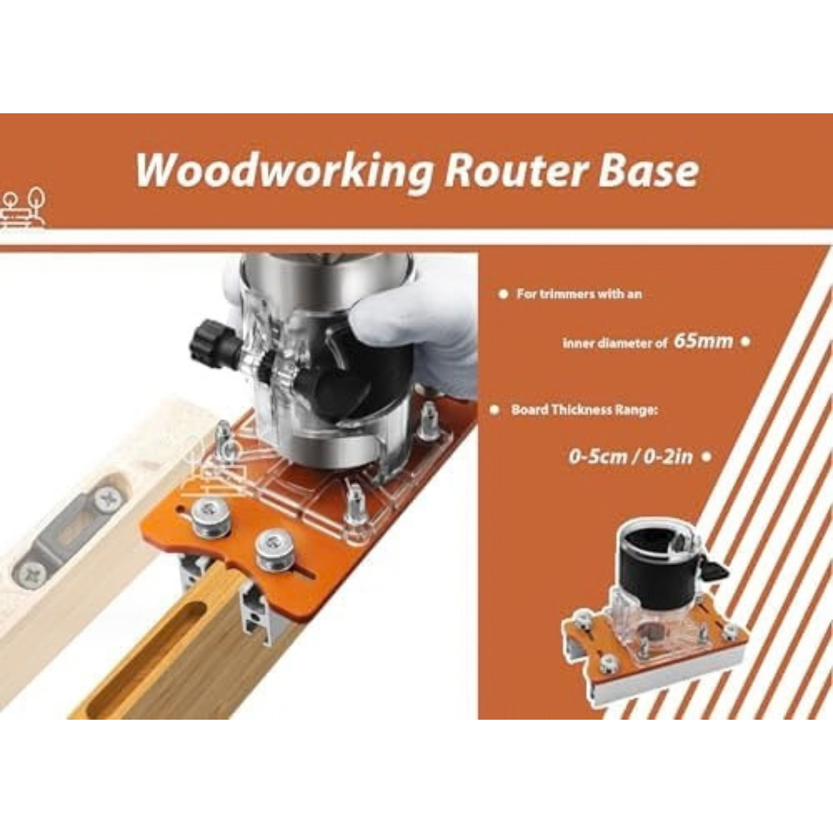 Wood Router Base, 2 in 1 Compact Wood Palm Router Base Router, Wood Router Tool, for Trimmers with an Inner Diameter of 65 mm
