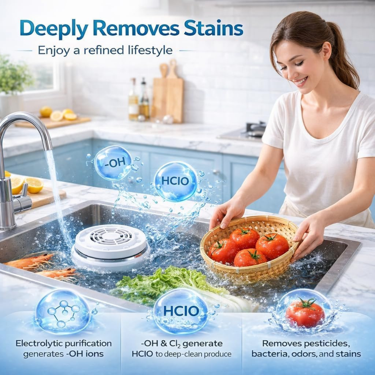 Fruit and Vegetable Washer, Wireless Produce Cleaner with Titanium Electrolysis