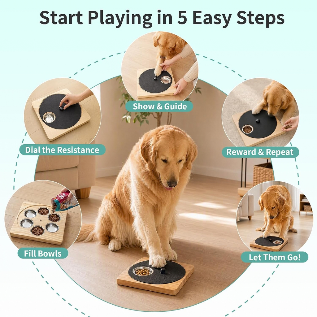 Wooden Dog Nail File Board with Built-in Treat Bowl, Black
