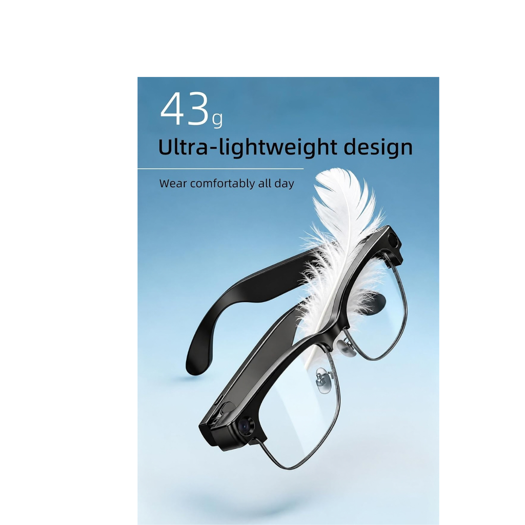 Smart Camera Glasses, 8MP HD Video, 1080P/30FPS, Open-Ear Audio, Bluetooth Wearable