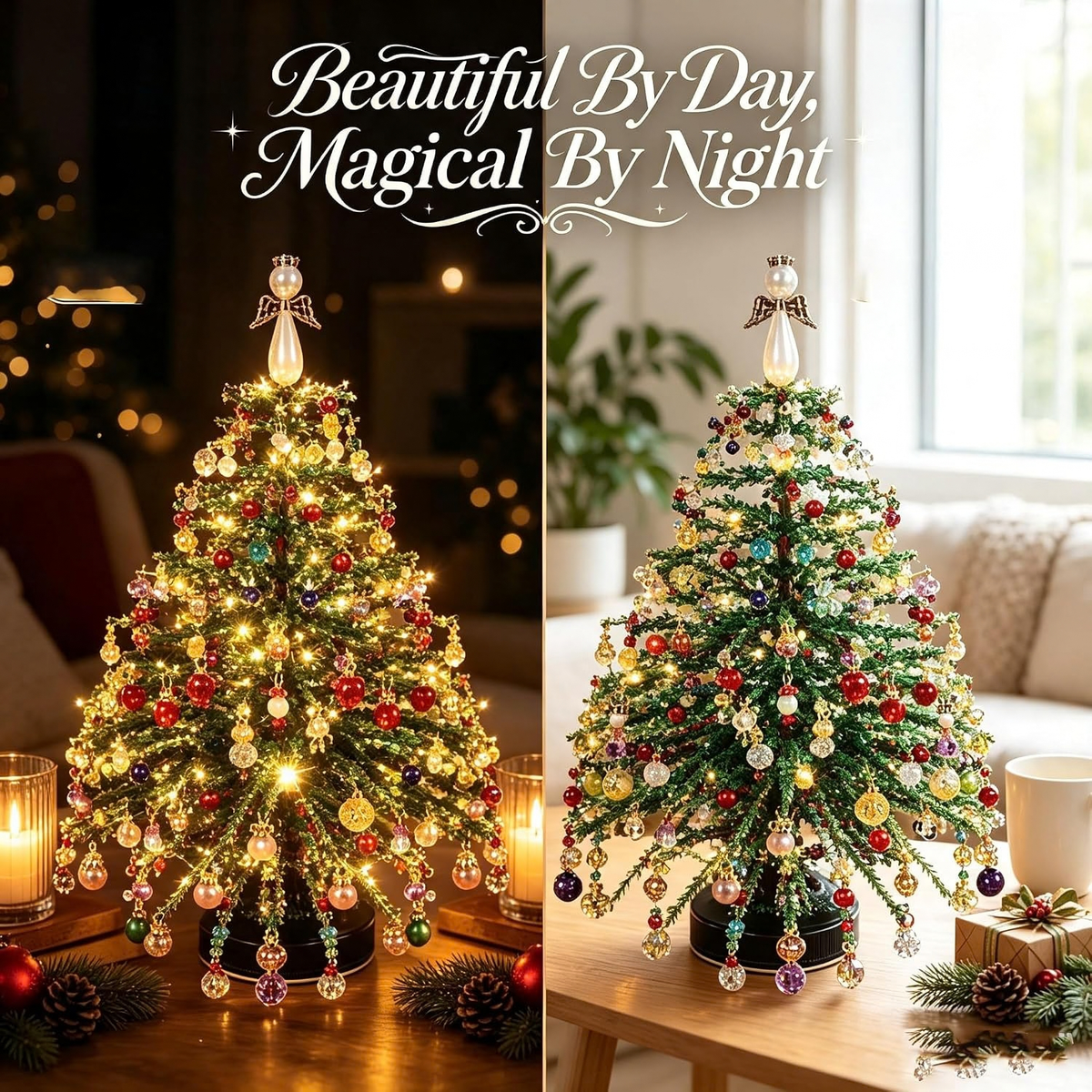 DIY Beaded Christmas Tree Kit, Handmade Crystal Craft Set for Adults