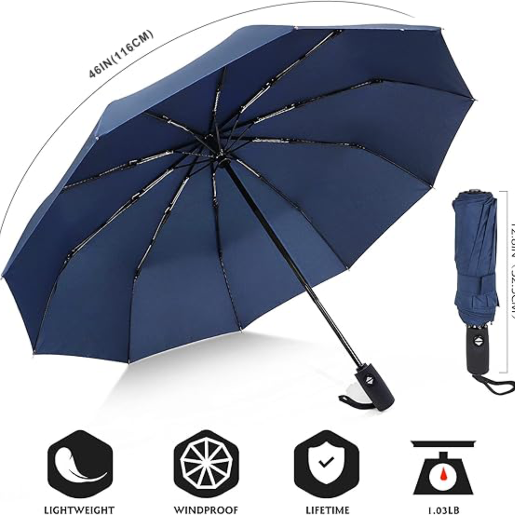 Creative Ring Buckle Windproof Automatic Folding Umbrella with UPF 50+ UV Protection