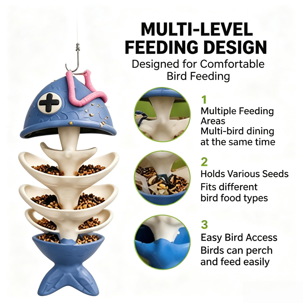 Decorative Hanging Bird Feeder, Fish Bone Wild Bird Feeder Outdoor Garden