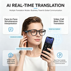 AI Smart Glasses Pink Transparent Frame 8MP Camera 1080P HD Video Recording