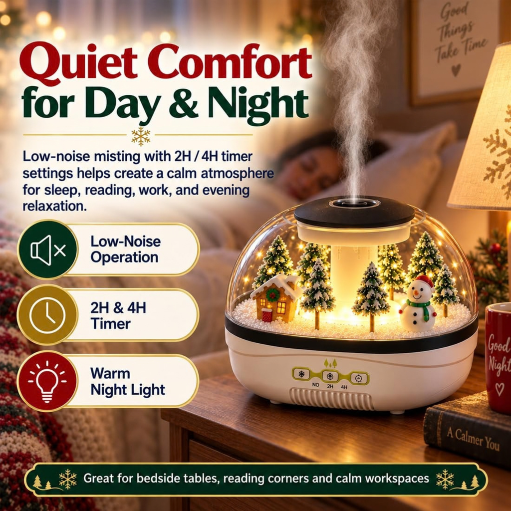 Christmas Village Humidifier, Snow Village Raindrop Essential Oil Diffuser