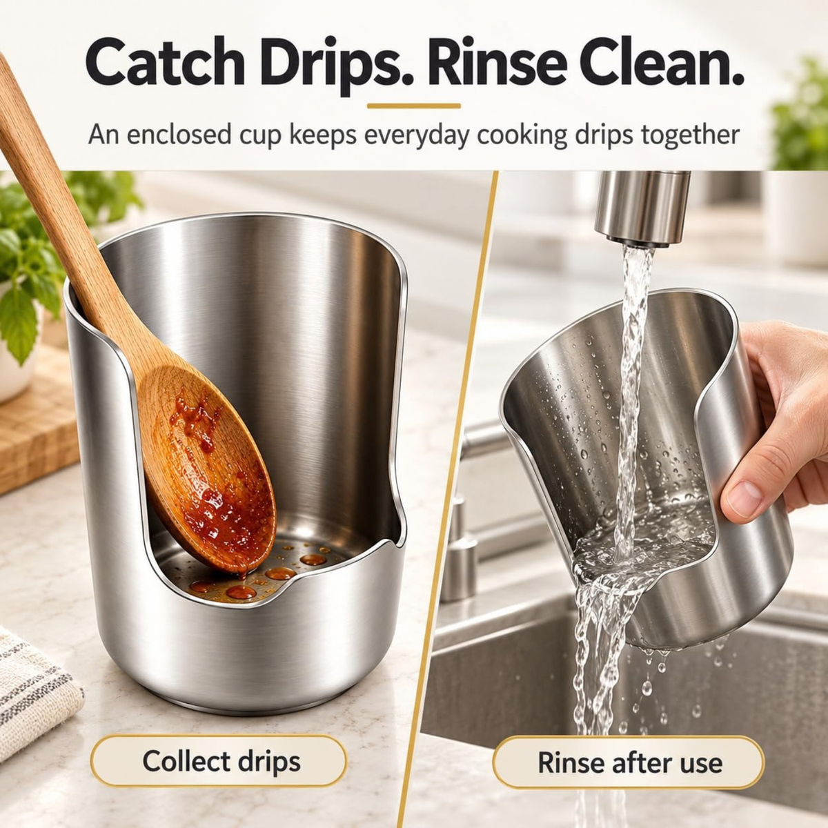 Thickened Stainless Steel Utensil Organizer, 2-in-1 Spoon & Lid Holder