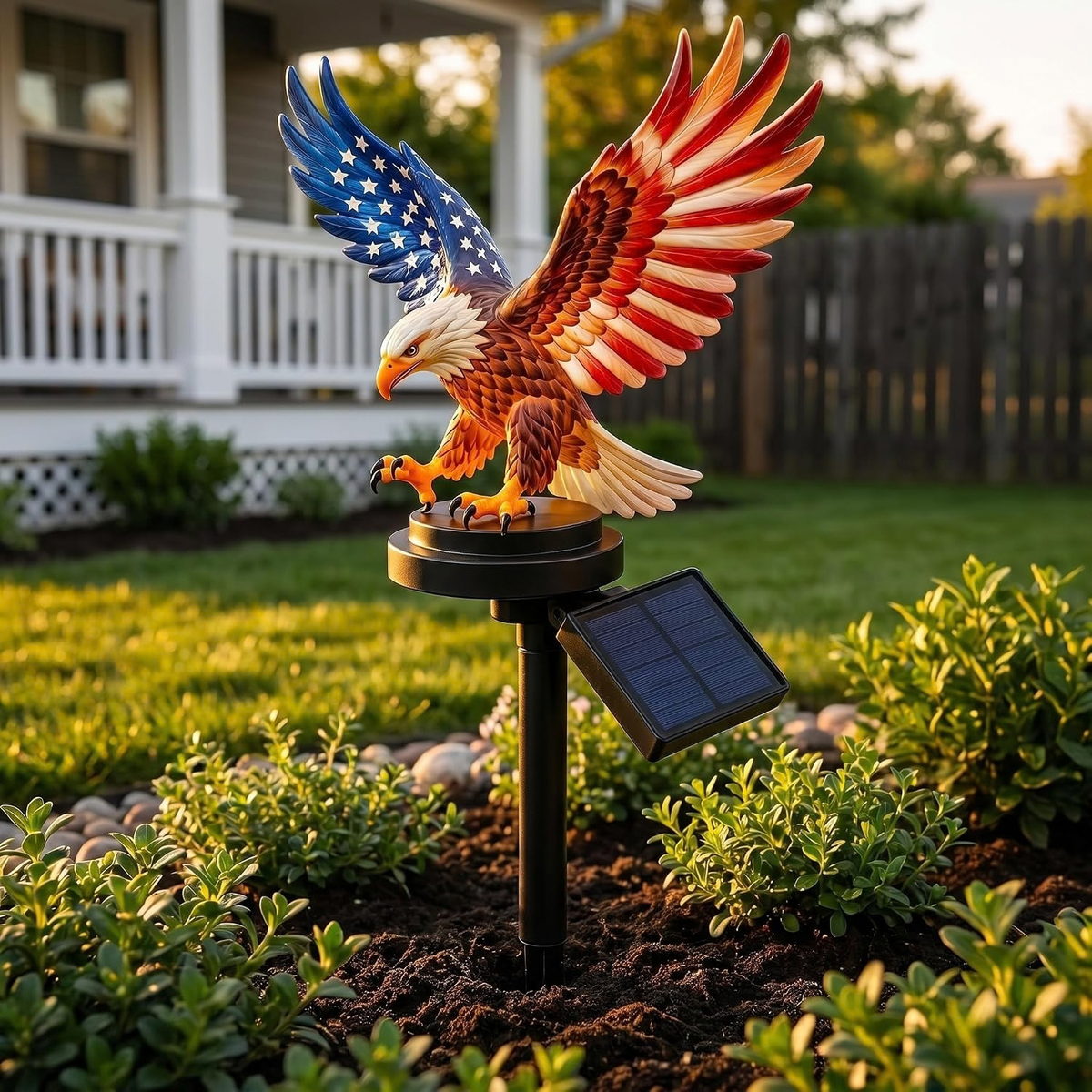 Solar Eagle Garden Light, 250th Anniversary America Eagle Stake, 4th July Decor
