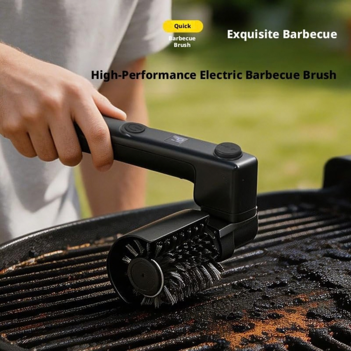 Electric BBQ Grill Brush, Rechargeable Cleaning Brush with Two Replacement Brushes