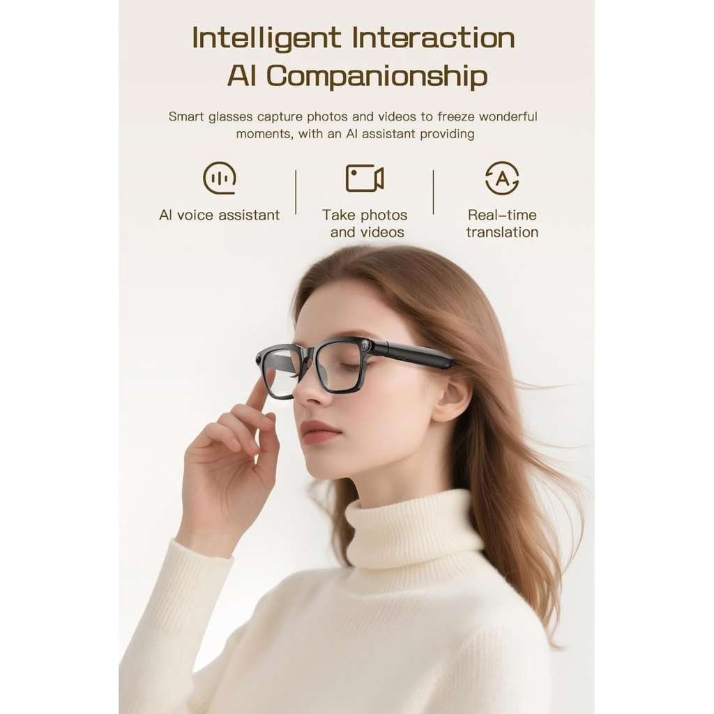 M08 Smart Glasses with 4K Camera, Bluetooth Audio, AI Translation and Voice Assistant