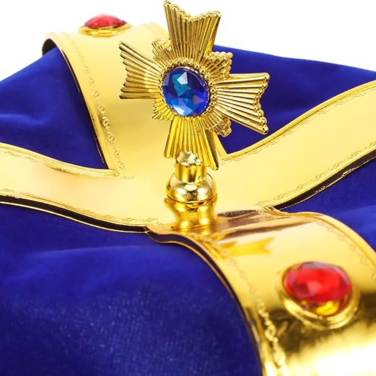 Toyvian Velvet Royal King Crown with Gems for Kids Cosplay, Birthday & Halloween