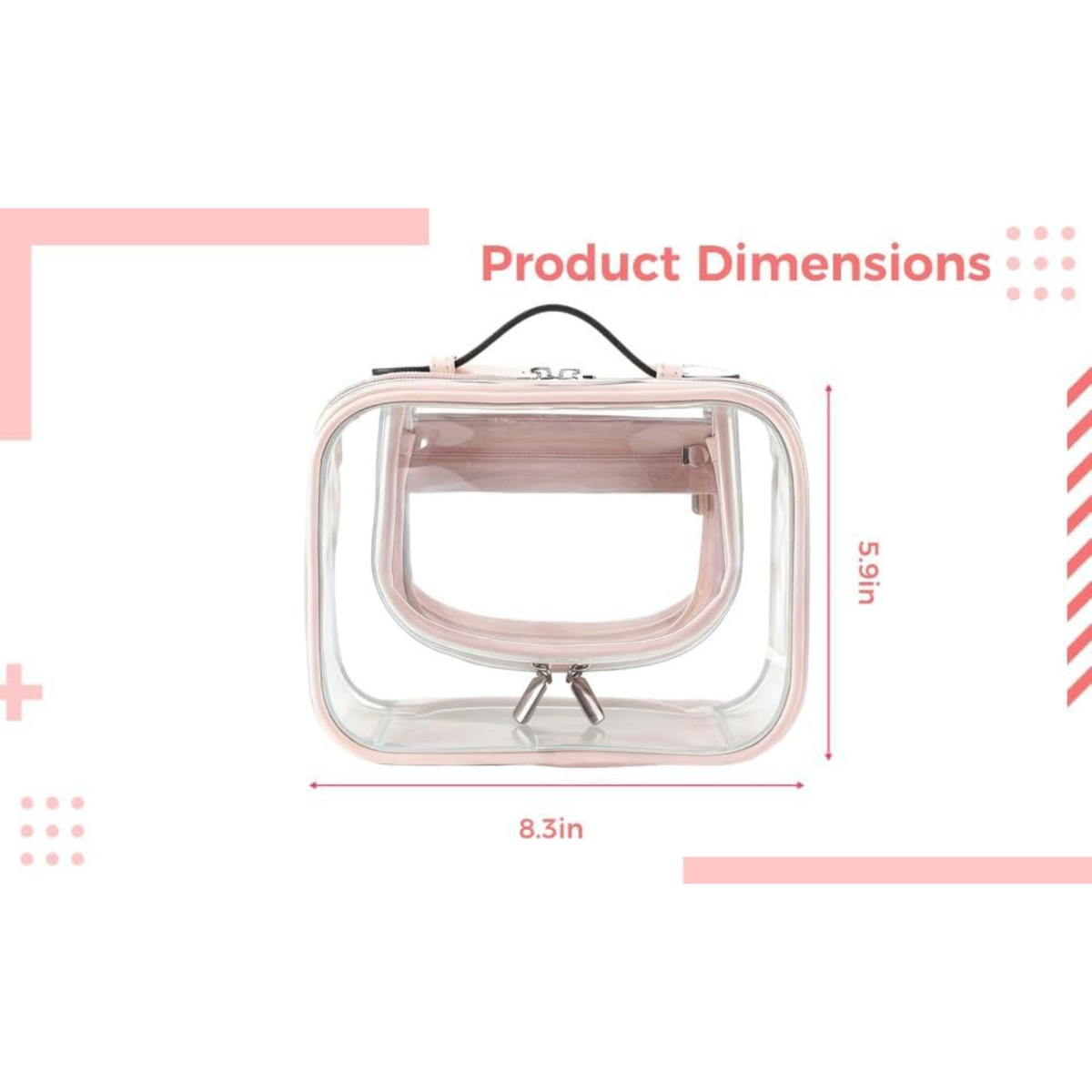 2 Pcs TSA Approved Clear Makeup Bag Waterproof Travel Toiletry Bag for Women