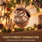 3D Forest Animal Acorn Ornaments, Woodland Hanging Decorations (Owl)