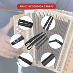 Black Accordion Straps, Leather Soft PU, Adjustable, 16-120 Bass, Comfortable, Durable