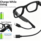 T200C Smart Glasses with Camera, 800W 1080P Video Recording, AI Stabilization