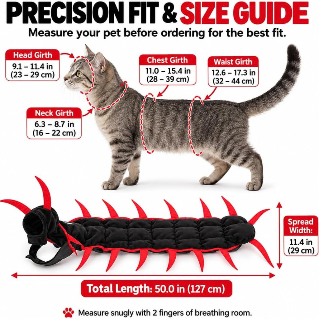 Centipede Cat Costume, 3D Halloween Centipede Costume for Cats & Small Dogs