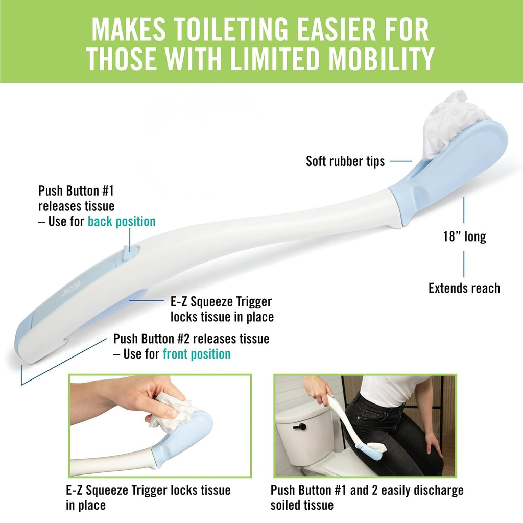 Toilet Aid Wiping Tool, 18" Personal Hygiene Wand for Seniors and Disabled