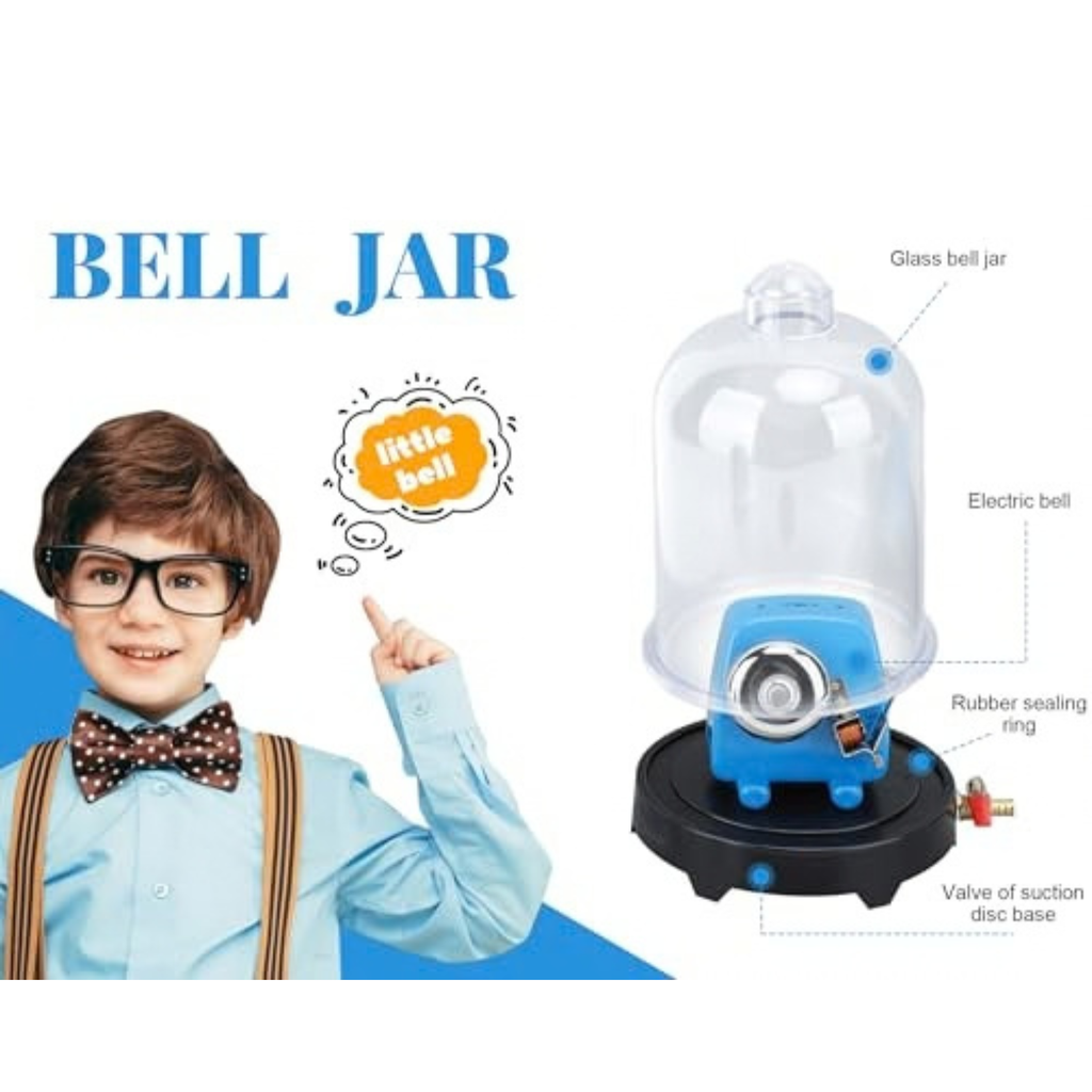 Vacuum Bell Jar, Vaccum Demonstration Kit, Vacuuming Demonstration Hood Teaching Tools, Sound Physics Demonstration, with Base, for Classroom Laboratory