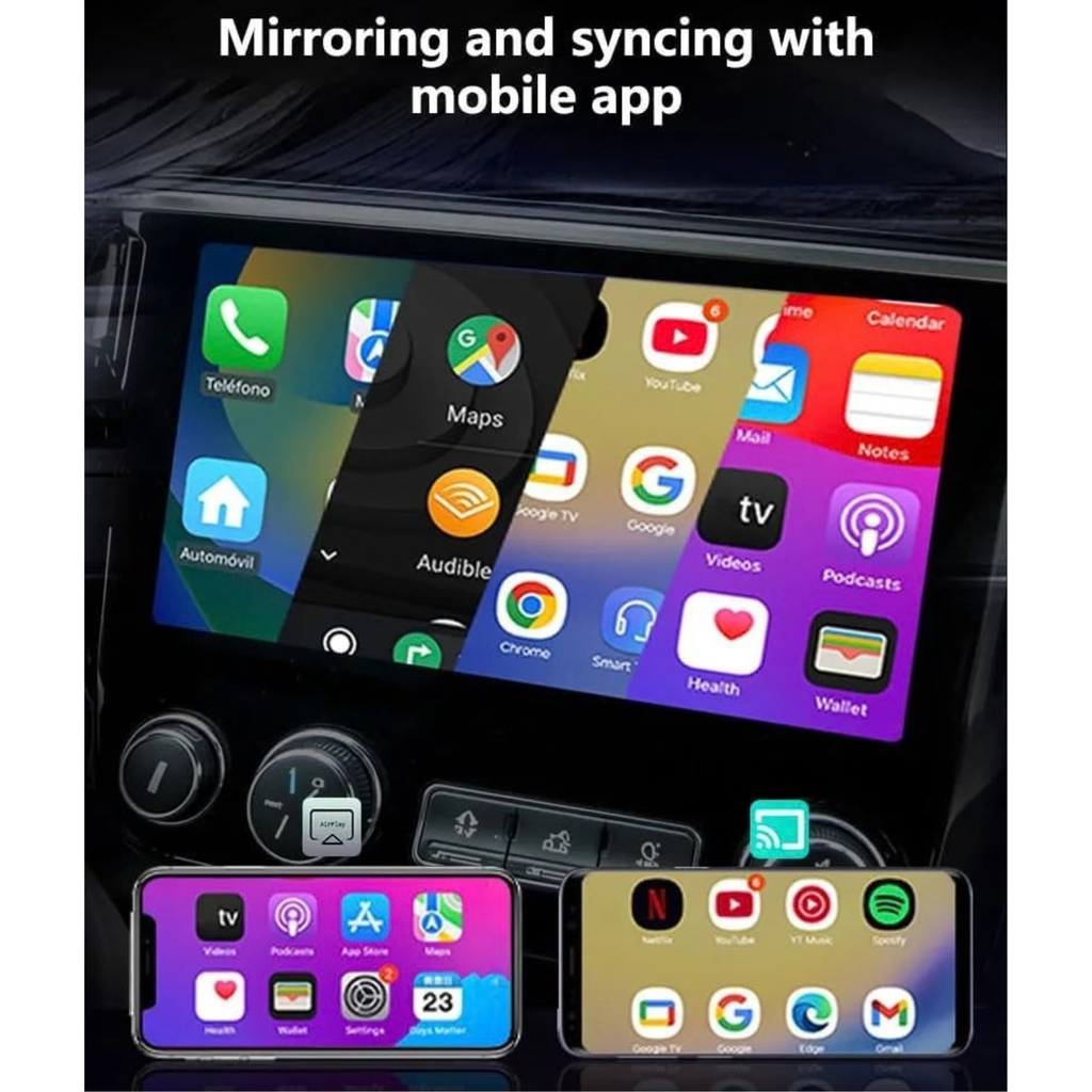 4-in-1 Wireless CarPlay Adapter for iPhone and Android Auto, Plug and Play