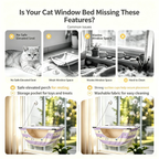 Cat Window Perch, Suction Cup Cat Hammock with Storage Pocket for Indoor (A)