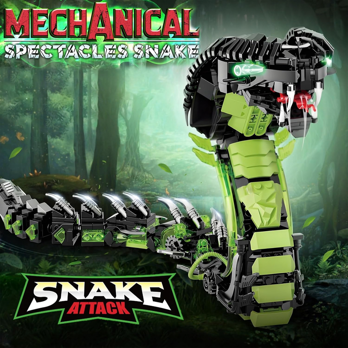 Mechanical Snake Building Blocks Set 3D Cobra Model for Adults Kids
