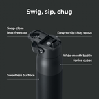 Swig Top Insulated Stainless Steel Water Bottle with Straw and Handle