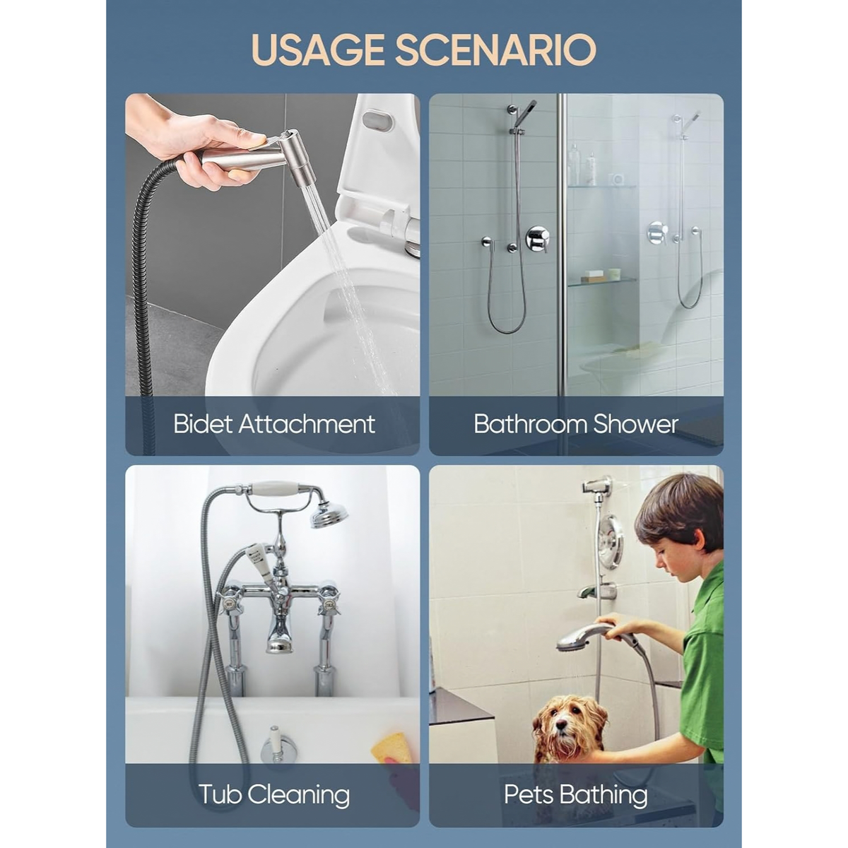 70" Extra Long Shower Hose, 304 Stainless Steel Handheld Shower Extension, Matte Black