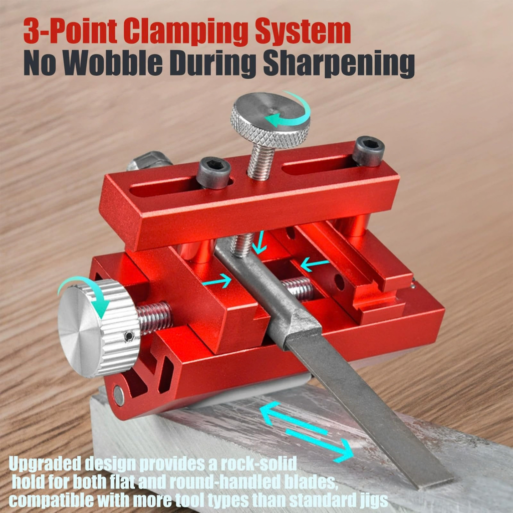 Chisel Sharpening Jig with Adjustable Angle Guide for Woodworking Tools and Blades
