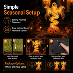 Swirling Ghost Pumpkin Yard Lamp, LED Halloween Ghost Glow Pumpkin Decor