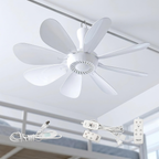 Collapsible Ceiling Fan with Remote & Light, 8 Detachable Blades, Quiet Portable Fan