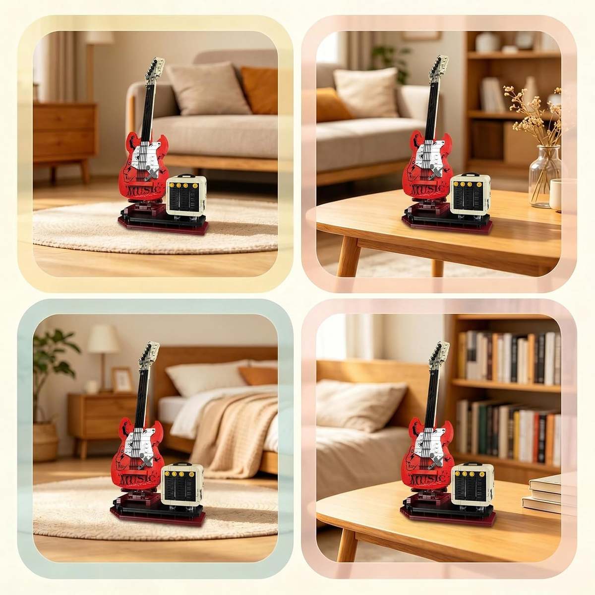 Electric Guitar Model Building Set with Bluetooth Speaker and Stand