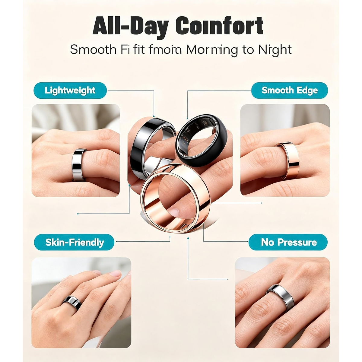 AI Smart Ring for Women Men, Health Ring with AI Health Analysis, IP68
