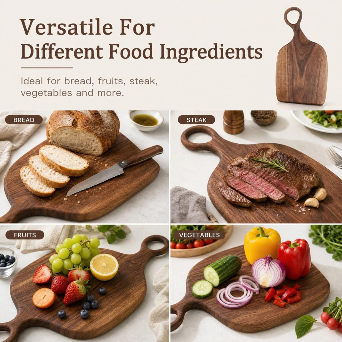 Wooden Cutting Board Set, Non-Toxic Walnut Wood Charcuterie Boards, 2 Pieces