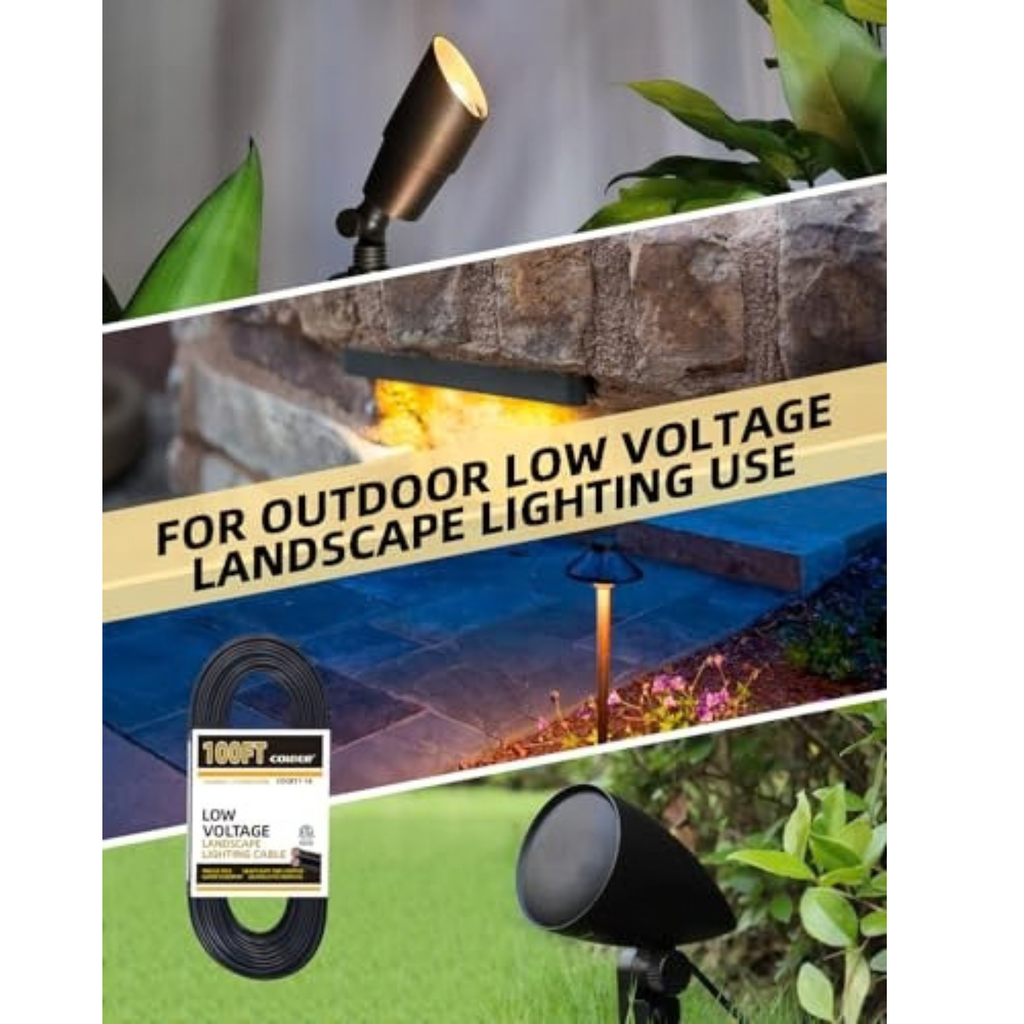 16/2 Low Voltage Landscape Lights Wire 100ft 16 Gauge 2 Conductor