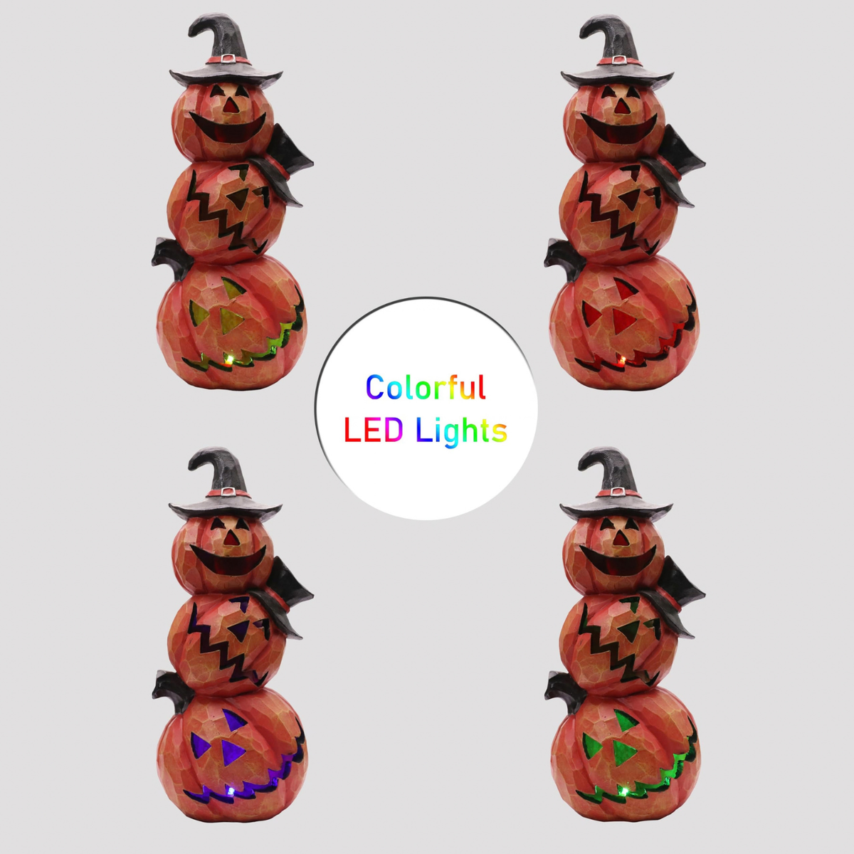 Light Up Evil Pumpkin 3-Layer Halloween Decoration 14 Inch Jack O' Stack