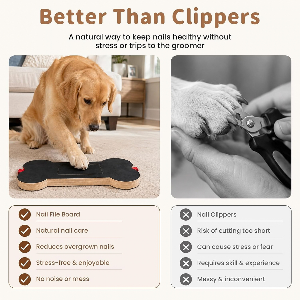 Bone-Shaped Dog Nail Scratch Board with Treat Drawer, Wooden (1 PCS)