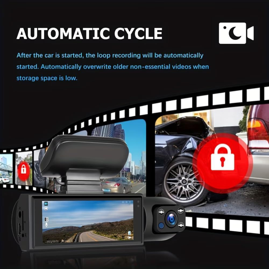 1080P Dual Camera Dash Cam Front and Inside Car DVR Recorder