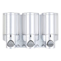 Better Living Products 3 Chamber Wall Mount Soap Dispenser - Triple Manual Liquid Pump for Shampoo, Conditioner & Shower Gel - Refillable Dispenser Set with Storage Hooks for Bathroom