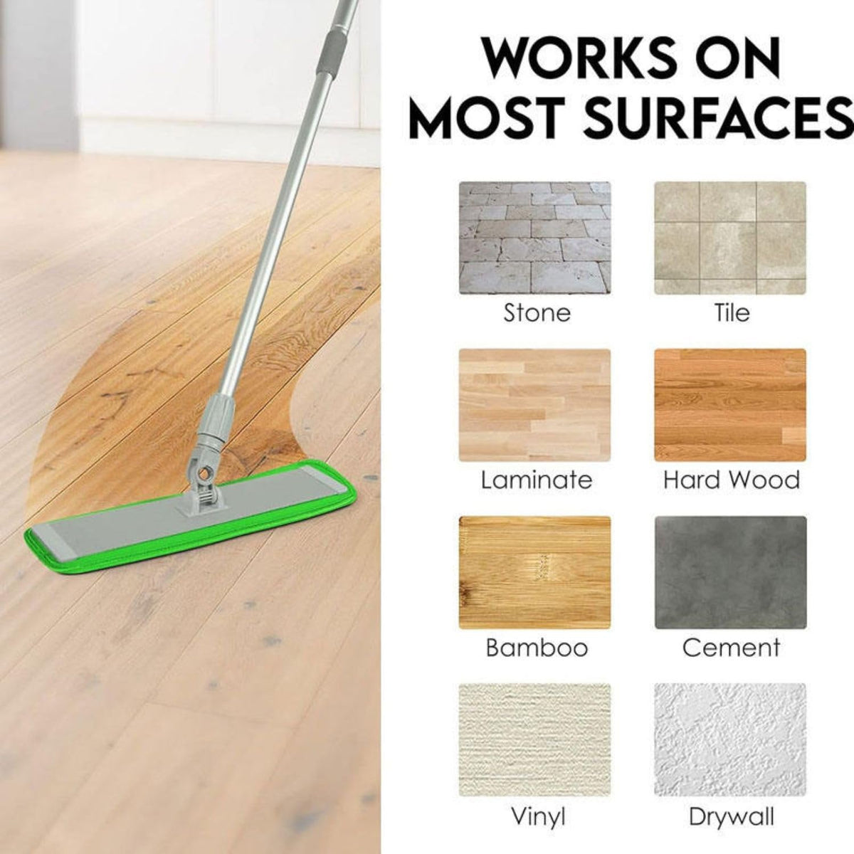 Microfiber Mop Floor Cleaning System - 18 Inch Professional Flat Dust Mop with 4 Reusable Pads