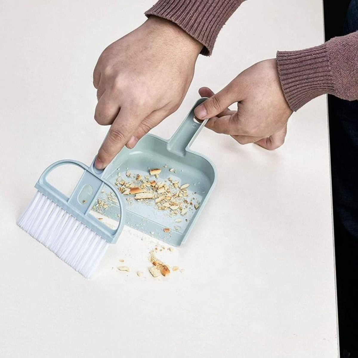 Mini Dustpan and Brush Set - Portable Desktop Sweeping Tool & Small Hand Broom Set