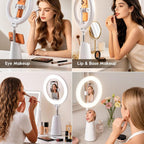 11" Desk Ring Light for Makeup with Stand & Phone Holder - CRI 98+ True Color LED Light, 4 Lighting Modes, Smart Touch Control, Eye-Friendly Dimmable Light for Live Streaming TikTok YouTube Video