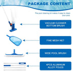 Pool Skimmer Net, Swimming Pool Cleaning Kit, Vacuum Cleaner Bottom Brush Mesh Leaf Bag Semi-deep Skimmer Net & Adjustable 47-61in Pole