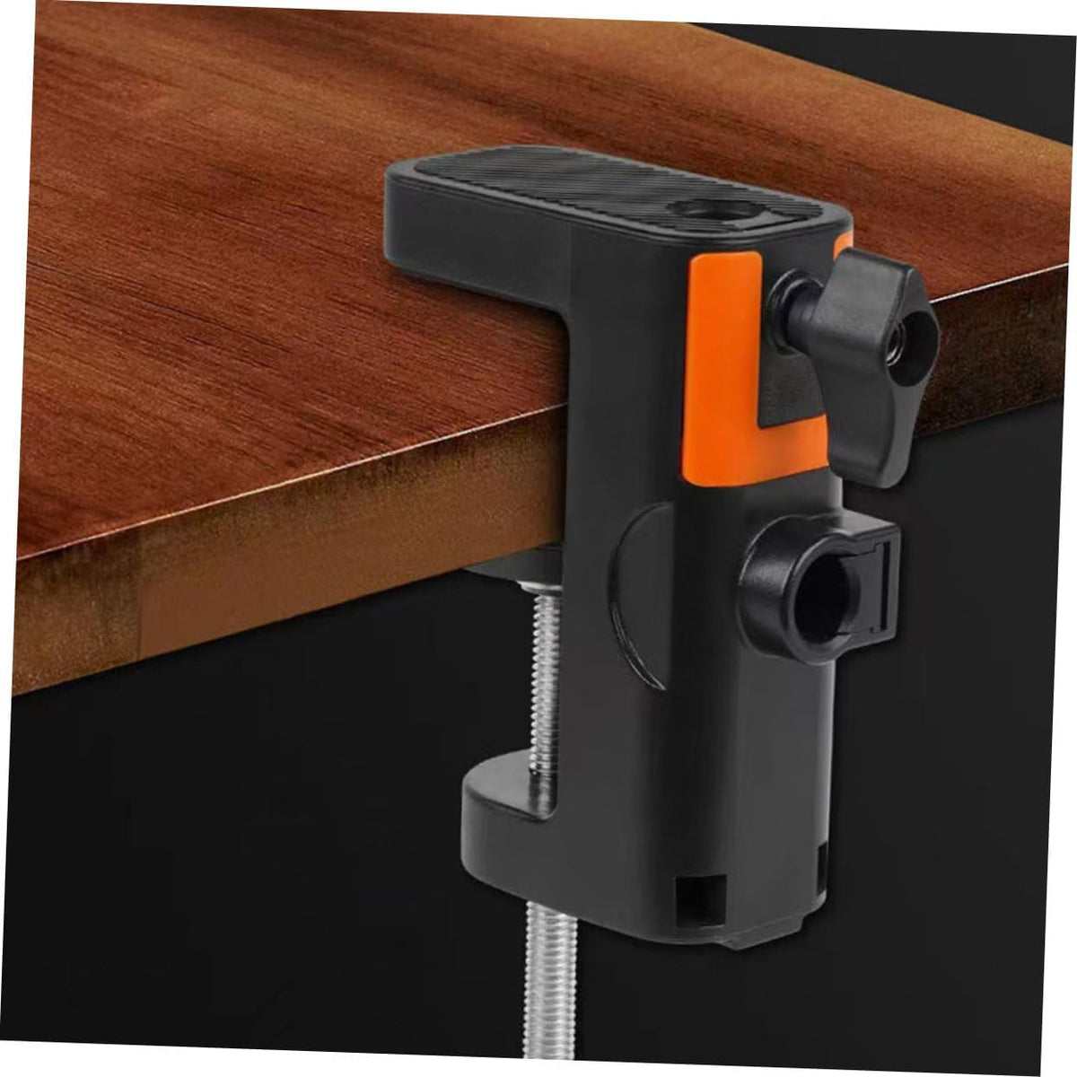 Iron Desktop Bracket Clamp for Microphone Stand Holder Black Iron Build, Non Slip Grip, Adjustable Screws, Desk Mounting Clamp for Home Studio Use
