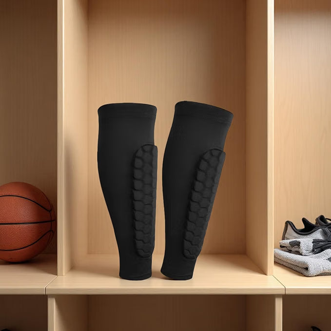 2 Pcs Padded Shin Sleeves, Honeycomb Anti-Collision Leg Sleeves for Football & Basketball