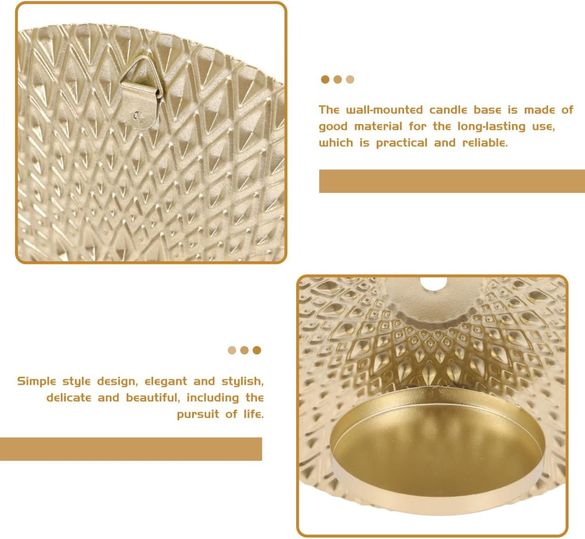 Gold Round Disc Wall-Mounted Iron Candleholder 5.90 X 5.90 X 2.36 in Iron Build, Gold Finish, Simple Style, Home Bar Restaurant Decor, Wall Decoration