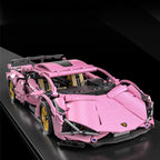 Pink Race Car Building Blocks, 1:14 Supercar Model Kit