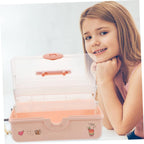 Pink Large Multi Layer PP Hair Accessories Organizer Box for Kids Desktop Storage, Layered Design, Bobby Pins and Necklaces, Family Use, Outdoor Carry, Small Items