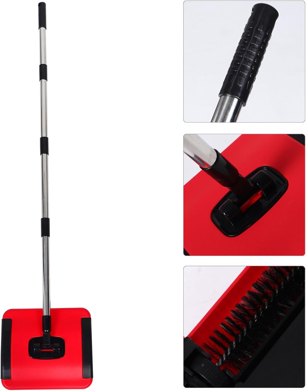 Manual Carpet and Floor Sweeper with Adjustable Height PP and Stainless Steel Build, Versatile Home Cleaning, Convenient Push Design for Tiles and Carpet